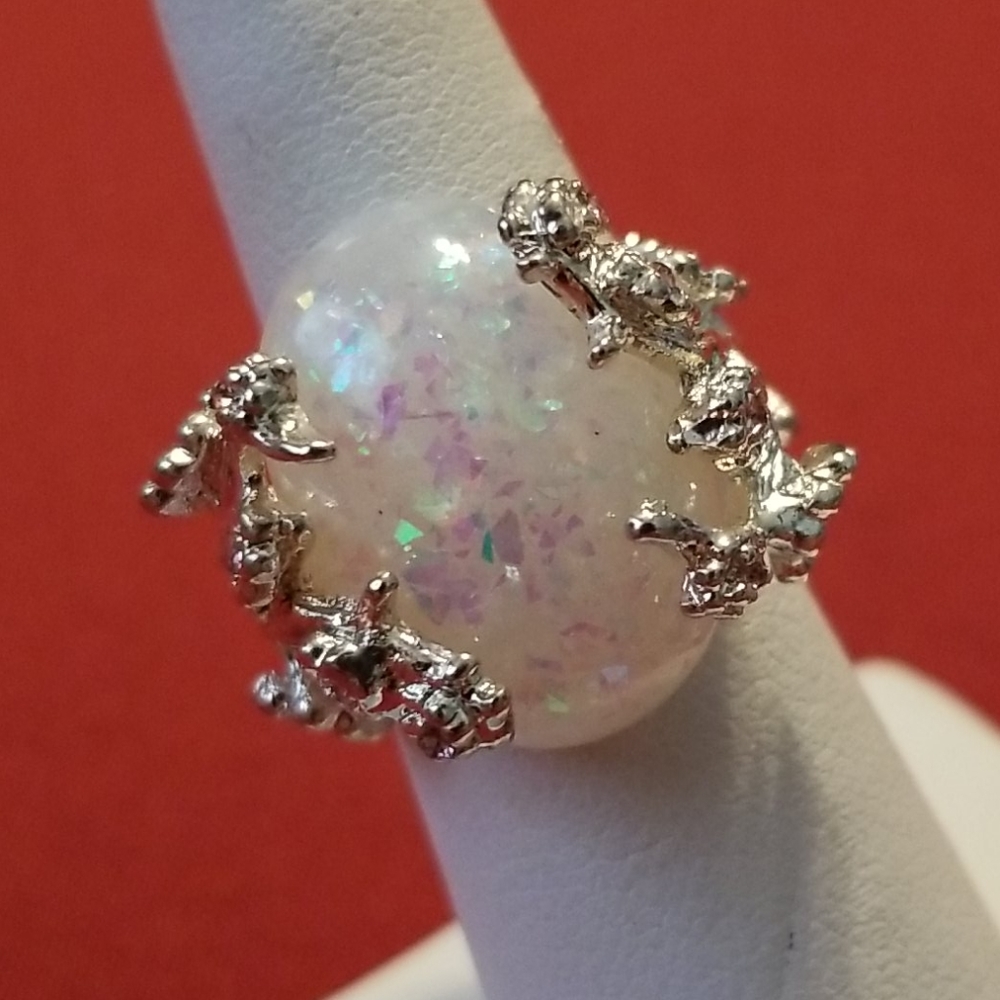 Amazing Opal & Silver Fashion Ring